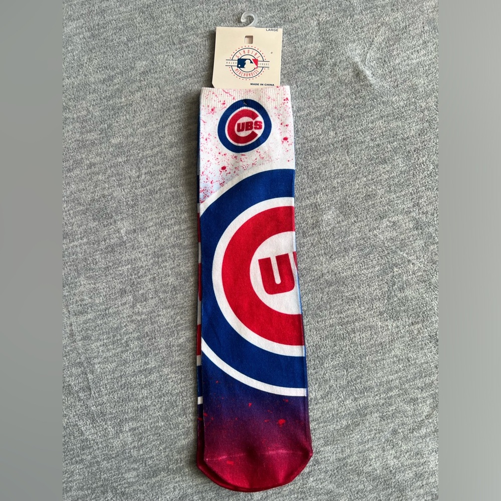 Chicago Cubs Baseball Graphic‎ Print Themed Socks Men’s L 10-13 Blue White New